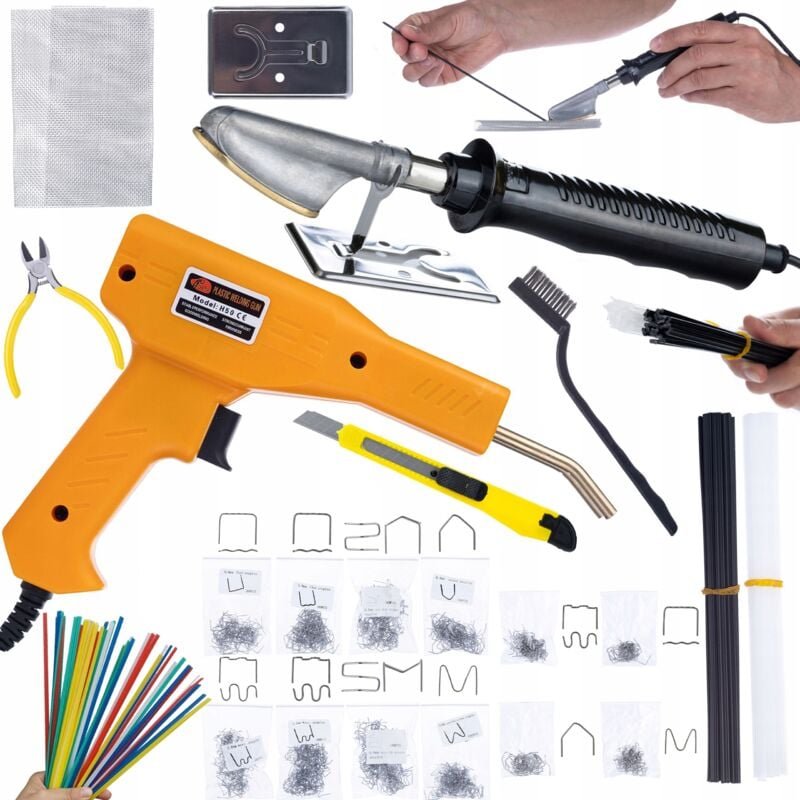 Thumbnail - Lötkolben zum Glätten von Kunststoff mit einem Satz Kunststoffe und Netze + Hefter im Koffer 200 Heftklammern + 800 Heft...