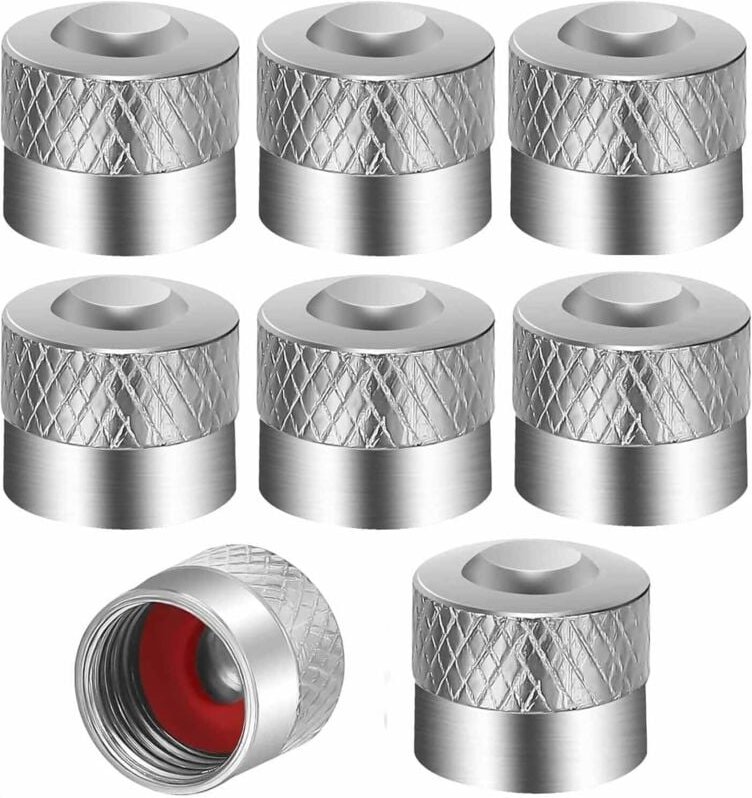 Thumbnail - 8 Stück Reifen Ventilkappen Metall Ventilschaftkappen mit Gummidichtungsring Reifenventilkappen Ventildeckel für Auto Mo...