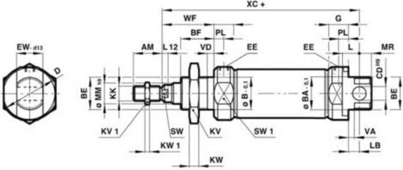 Norgren - imi RM/8025/M/200 Rundzylinder Hublänge: 200 mm 1 St.