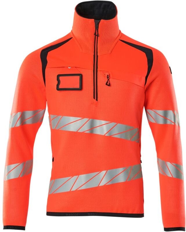 Strickpullover mit kurzem Reißverschluss s hi-vis rot/schwarzblau - Mascot