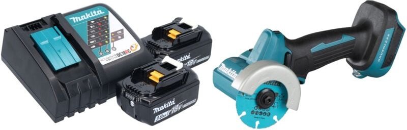 Makita DMC 300 RF Akku Winkelschleifer 18 V 76 mm Brushless + 2x Akku 3,0 Ah + Ladegerät