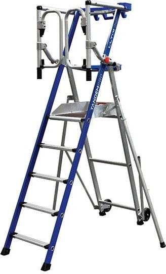 Matisère - Podesleiter Aluminium 5 Stufen - Max. Arbeitshöhe 3.20m - PIRLF5-U/ALU