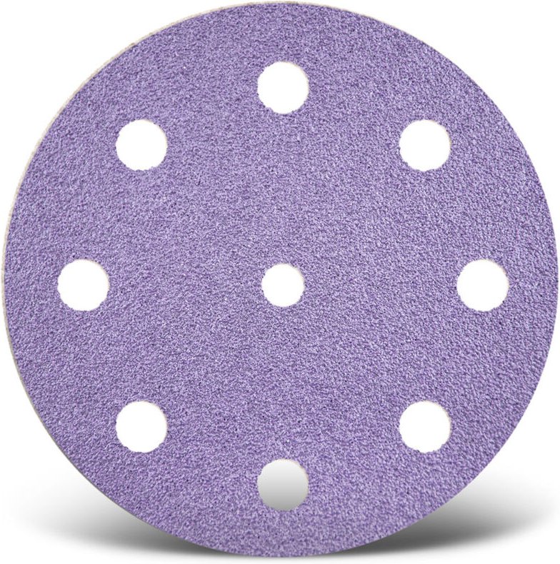 Purple hd Klett-Schleifscheiben, 125 mm, 9-Loch, f. Exzenterschleifer, Keramik-Mix (50 Stk.) K100 - Menzer