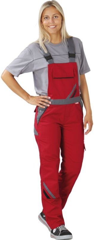 Planam Highline Damen Latzhose rot/schiefer/schwarz 52