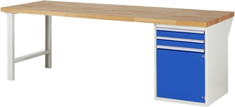 Werkbank 7503A1, B2500xT900xH890mm, 2x Schublade-TA, 1x Tür - RAU