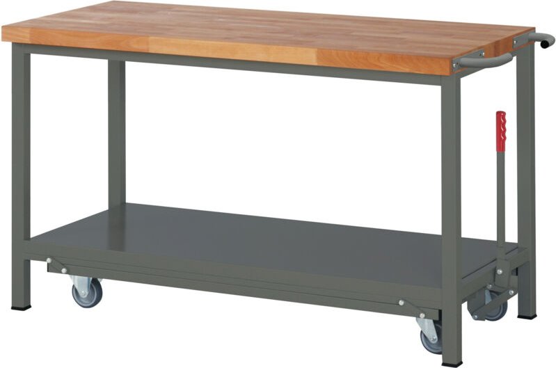 Werkbank Premium mit abs. Fahrgestell BxTxH 1500x700x880 mm - Stier