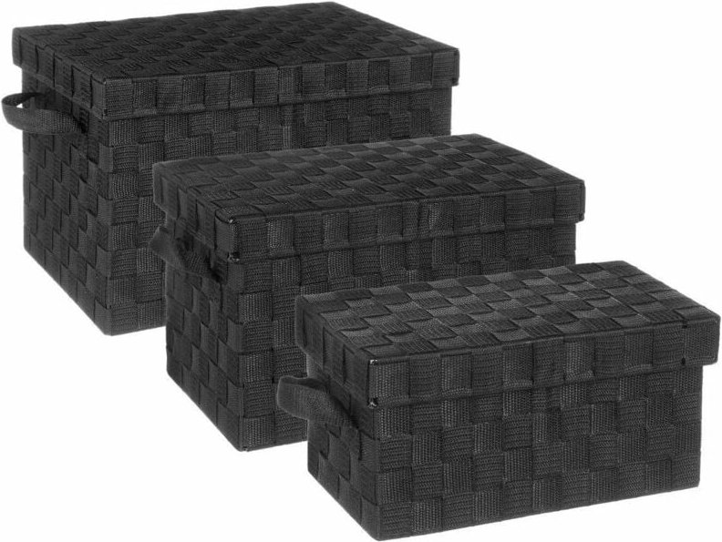 Five - Aufbewahrungsboxen, rechteckig, Schwarz, 3 Stück, Schwarz - 5 Simple Smart