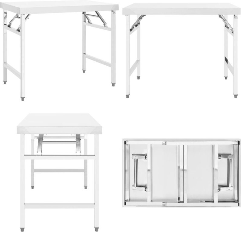 Küchen-Arbeitstisch Klappbar 100x60x80 cm Edelstahl - Arbeitstisch - Arbeitstische - Home & Living
