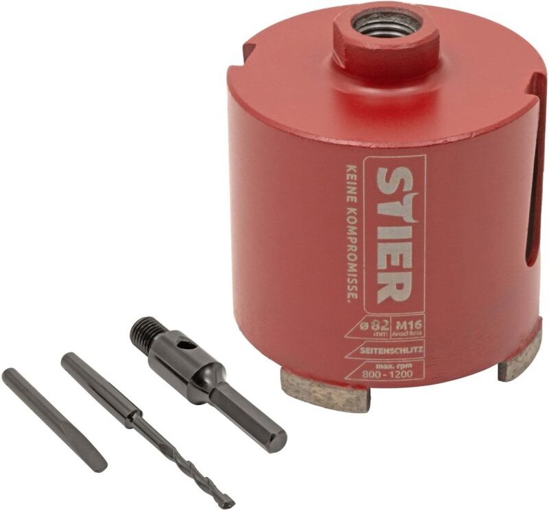 Diamant Dosensenker Satz M16, Sechskant, Durchmesser: 82 mm, Borhtiefe: 60 mm, Dosenbohrer, Bohrkrone für Steckdose, Ker...