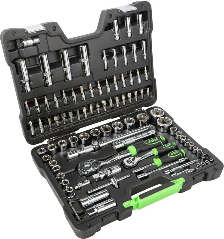 JBM - 94-teiliger Werkzeugkoffer mit Chrom-Sechskant-Steckschlüsseln 54049