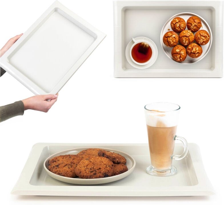 Thumbnail - Kadax - Küchen Tablett Bar Tablett aus Plastik Groß Weiß 40x28cm