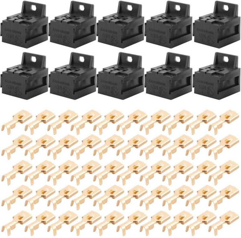 Thumbnail - Tlily - Auto 30A-80A Relaishalterung AnschlussgehäUsehalter Relaisbasishalter 5 Polige Buchse mit 50 StüCke 6,3 Mm Ansch...