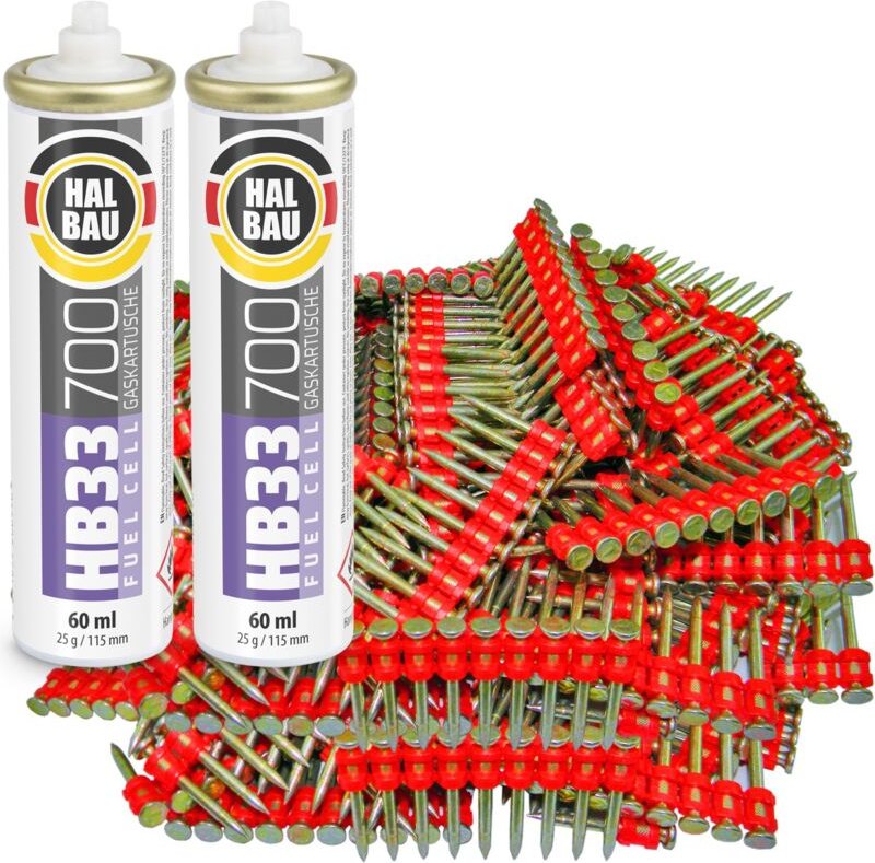 Gaskartusche HB33 x 2 St. + Betonnägel 32mm 2000 St HB42 - Contoo