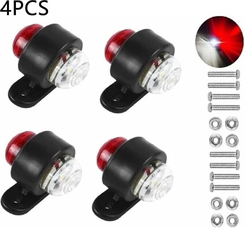 SNQ - Stück 12–24 v LED-Seitenmarkierungsleuchten, doppelte weiße und rote Seitenmarkierungs-Warnleuchten, Parklichter f...