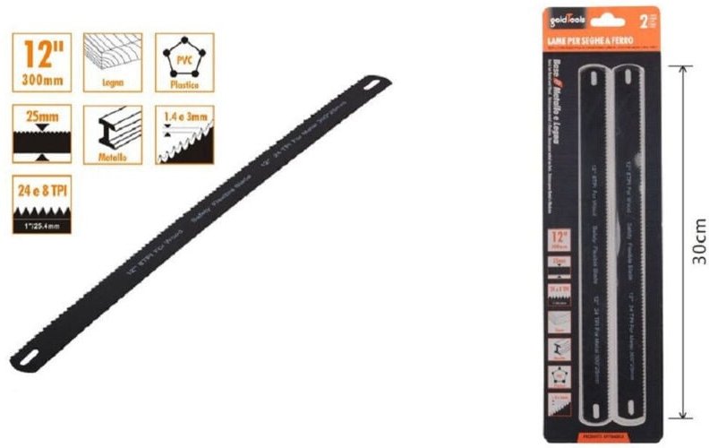 Trade Shop Traesio - Trade Shop - set 2 pz lame for seged search 30CM ricamb lama 12' legna pvc 90185 -