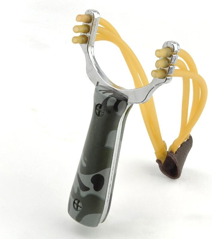 Schleuder, Edelstahlschleuder mit Gummiband, Jagdschleuder für den Außenbereich, Leistungsstarke Futterschleuder