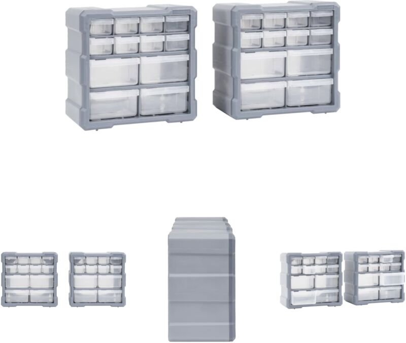 The Living Store Multi-Schubladen-Organizer 2 Stk. 12 Schubladen 26,5x16x26 cm - Werkzeugkästen