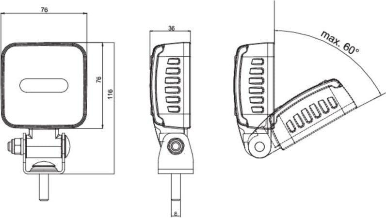 Rückfahrscheinwerfer 12 v/dc, 24 v/dc, 36 v/dc, 48 v/dc, 70 v/dc W263 2172 W263 Breite Nahfeldau - WAS