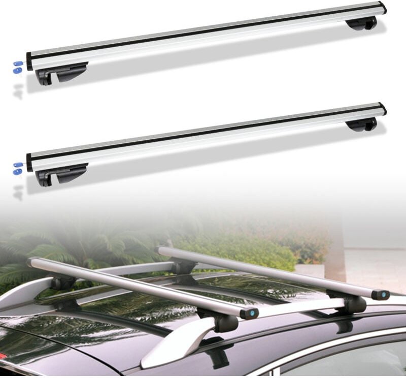 SWANEW Relingträger Dachträger Lastenträger Universal L124 Einstellbare Dachgepäck Abschließbar Grundträger kompatibel 1...