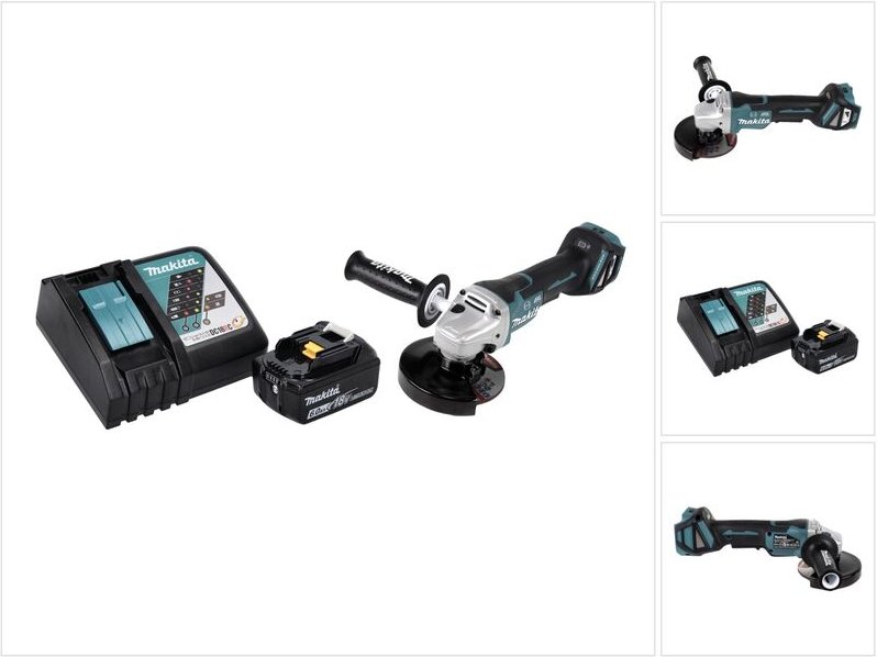 Dga 517 RG1 Akku Winkelschleifer 18 v 125 mm Brushless + 1x Akku 6,0 Ah + Ladegerät - Makita