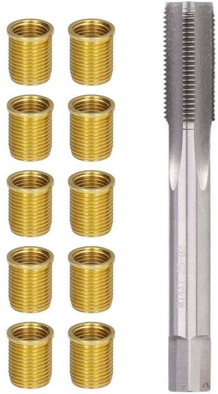 Thumbnail - CHOYCLIT Zündkerzen-Gewindeloch-Reparaturwerkzeuge, M12x1,25 Metalleinsätze, M14x1,25 Gewindebohrer, 14mm Nachgewindesat...