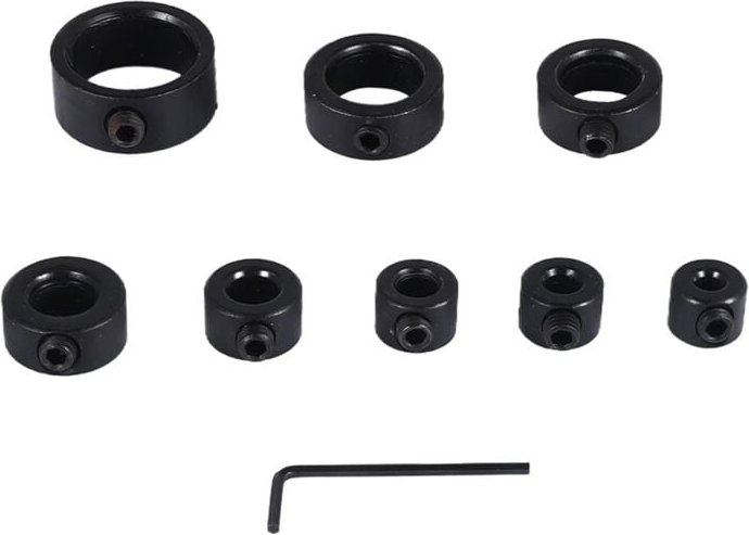 Thumbnail - Bohrerstopp-Bit-Kragensatz, 9-teiliger einstellbarer Tiefenbegrenzungsring mit Kohlenstoffstahl-Set für Bits