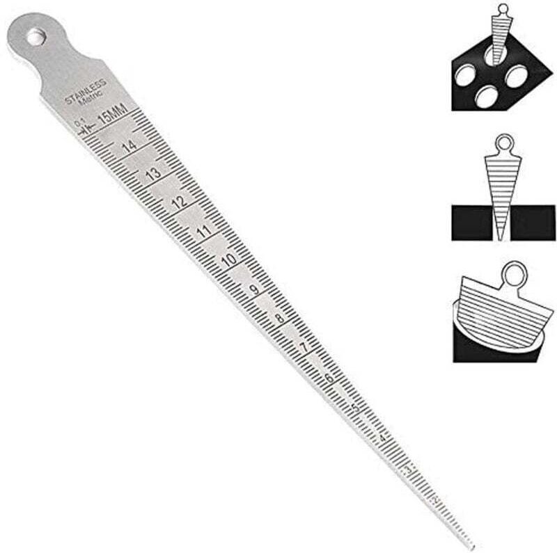 Kegellehre, 1–15 mm, 1/32–5/8 Zoll, Edelstahl, Kegelschweißlehre, Zoll, metrisches Fühlerlehre, metrisches Lochmesswerkz...