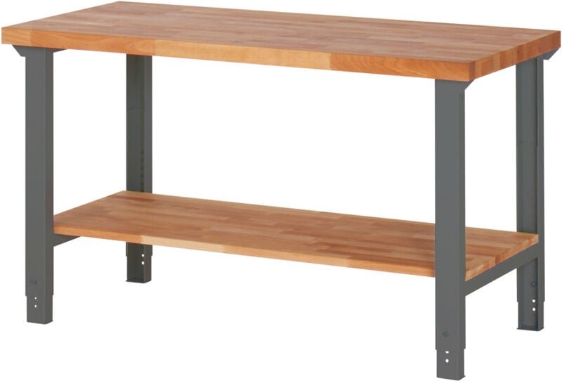 Höhenverstellbarer Werktisch Premium mit Ablageboden BxTxH 1500x700x790-1140 mm - Stier