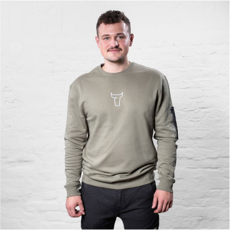 Thumbnail - Heavy Crew Sweater utility organic cotton xl olive - Stier