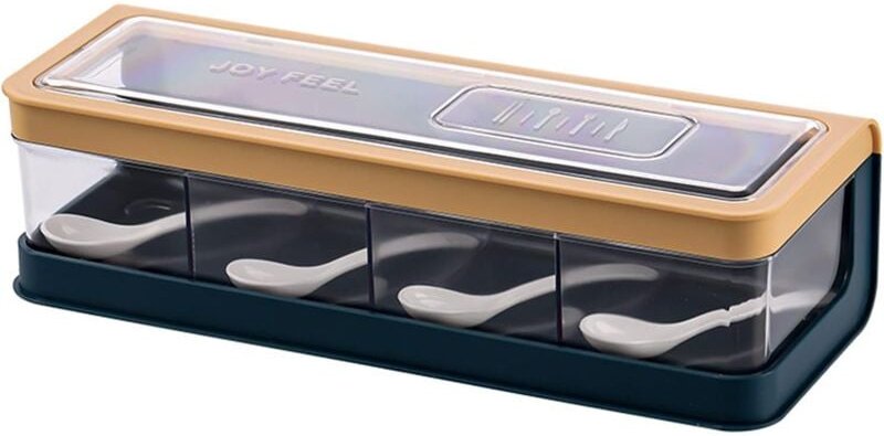 Alovez - 4er-Set Gitter-Gewürzgläser, Gewürzbehälter, Gewürzboxen, Gewürzregal für Küche und Esszimmer (27,5 x 10,5 x 7,...