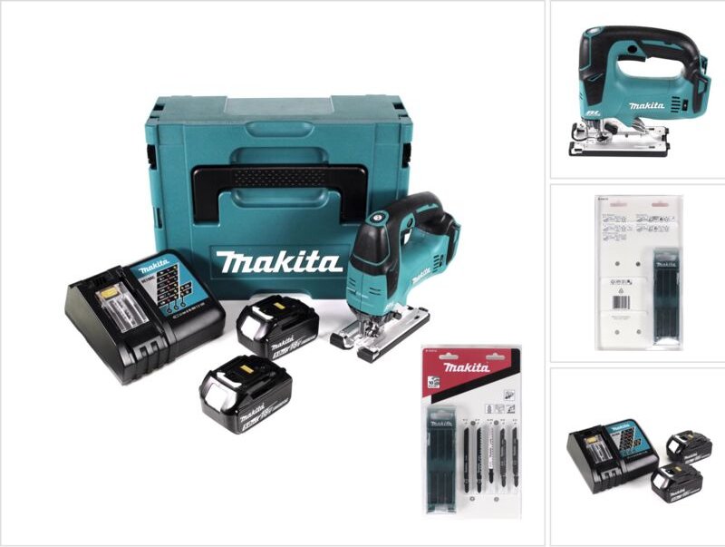 Thumbnail - Makita DJV 182 RTJ Akku Pendelhubstichsäge 18V Brushless + 2x Akku 5,0Ah + Ladegerät + 14x Sägeblatt + Makpac