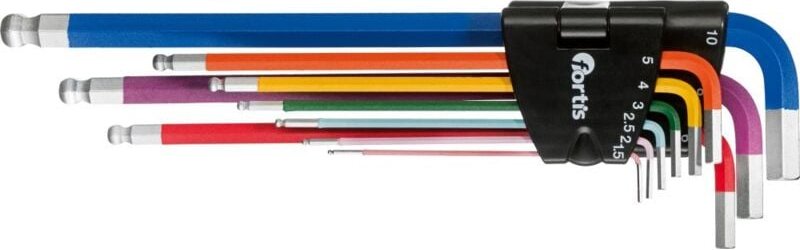 FP - Winkelschraubendreher- Satz im Kunststoffhalter 9-teilig 1,5-10mm bunt Kugelkopf