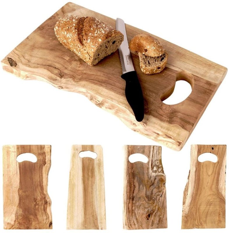 No Brand - Teakholz Deko Tablett 42x26x3 cm, Schneiden Dreadwalk, 2in1 - Home Styling Collection