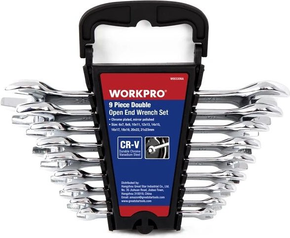9-teiliges metrisches Doppelmaulschlüssel-Set mit Kunststoffhalter - Workpro