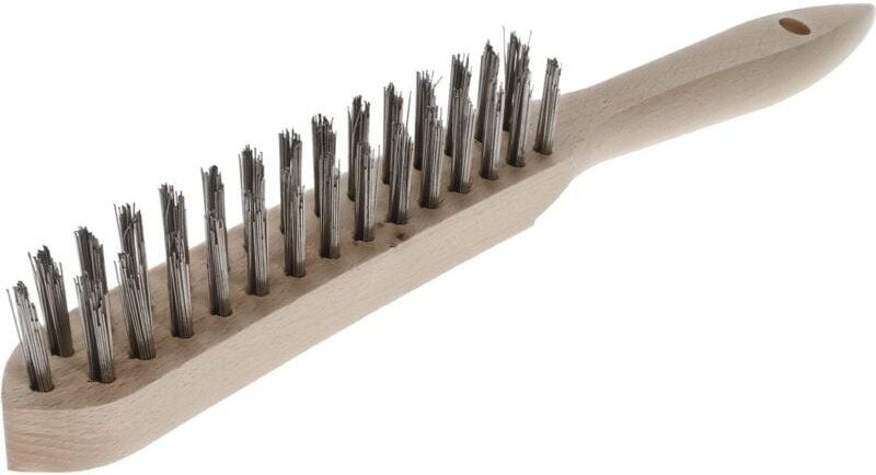 Drahtbürste 2-reihig - Handdrahtbürste mit Stiel aus Holz - Stahlbürste, Stahldraht gerade - Osborn