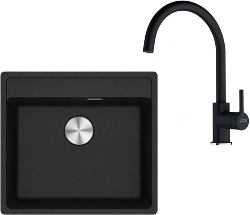Franke - Sets - Küchenset G274O, Fragranitspüle mrg 610-52 rtl und Armatur fc 6018.071, Onyx 114.0700.788
