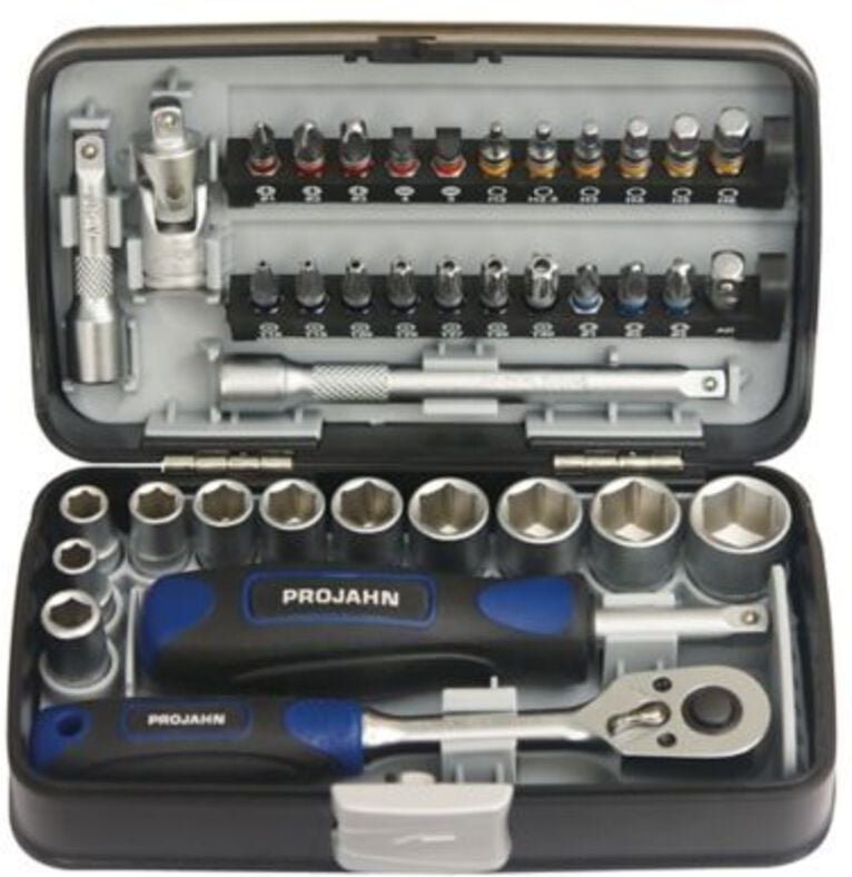 394072 Mini Steckschlüssel und Bit-Box 1/4' kompaktes Set Steckschlüssel - Projahn