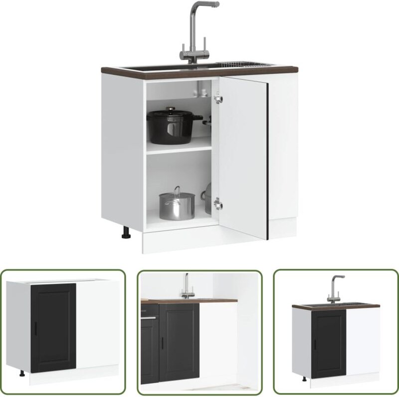 The Living Store - vidaXL Küchenunterschrank Porto Schwarz Holzwerkstoff