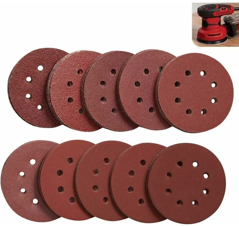 Thumbnail - 100 Stück 125 mm Schleifpapier-Schleifscheiben mit Nylon-Rückseite für Exzenterschleifer, Schleifscheiben mit 40/60/80/1...