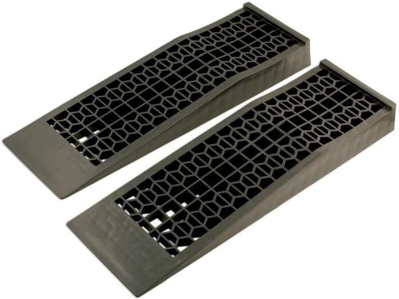 Flache Autorampen aus Kunststoff, 2 Stück, 5 Tonnen Tragkraft, Hochleistungs-Garagenrampen zum Anheben von Kraftfahrzeug...