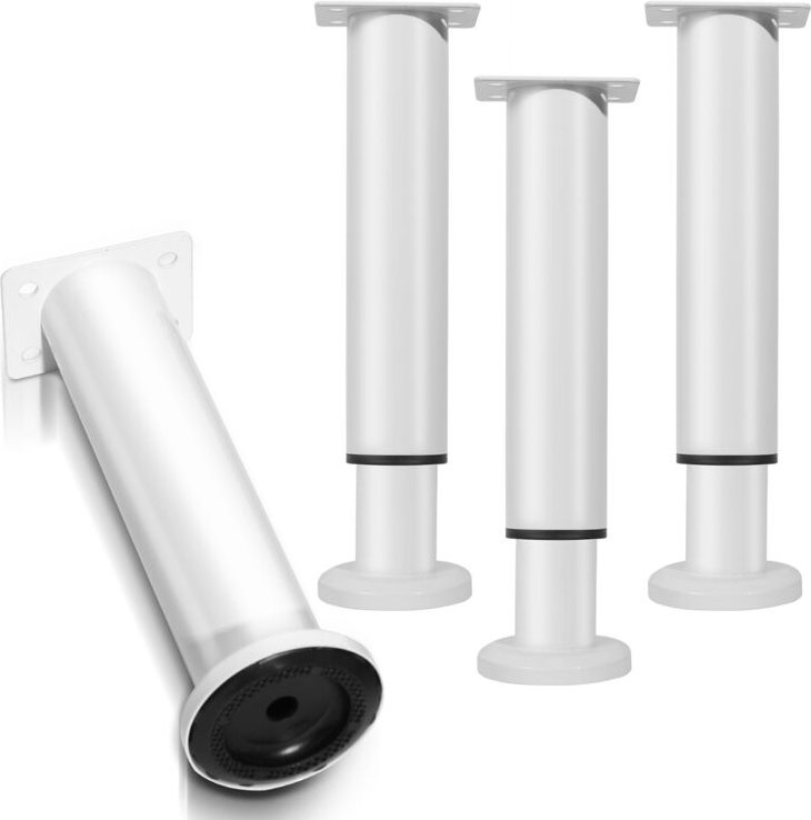SWANEW 12er Set Möbelfüße Tischbeine Sockelfuß Tischfuß Möbel Weiß Höhenverstellbar 180-300 mm