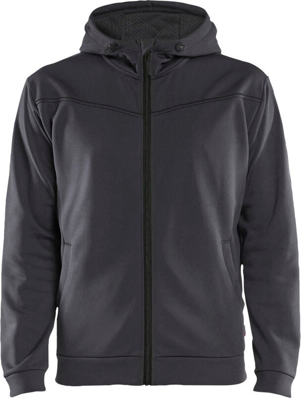 Arbeitskapuzenpullover mit Reißverschluss 3363 - Mittelgrau/Schwarz XS