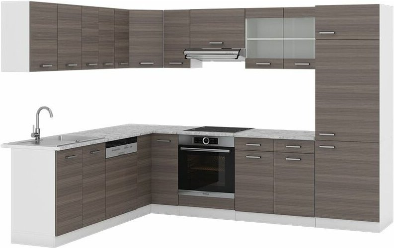 Vicco - Eckküche R-Line, Edelgrau/Weiß, 227 x 287 cm , ap Marmor