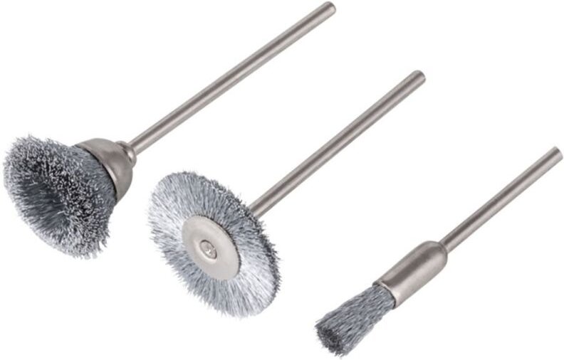 Stahldraht-Minibürsten-Set 3-teilig 2114000 3 St. - Wolfcraft