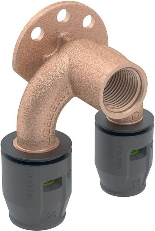 PushFit Doppelanschlusswinkel 90 Grad, CC499K, d 20mm, Rp 1/2', d1 20mm, L1 7,2cm - Geberit