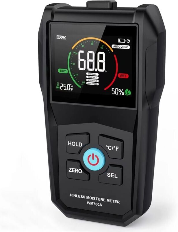 Holz-Feuchtigkeitstester, Wand-Feuchtigkeitsmesser, nadelfreier digitaler Feuchtigkeitsdetektor, Hygrometer-Alarm mit Ba...
