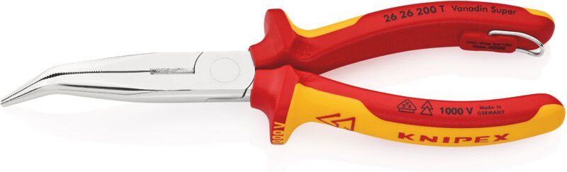 26 26 200 t Flachrundzange 40° gebogen Chrom-Vanadium Stahl 200 mm - Knipex