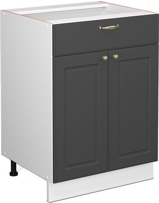 Küchenunterschrank Fame-Line, Anthrazit-Gold, 60 cm mit Schublade, ohne Arbeitsplatte Vicco