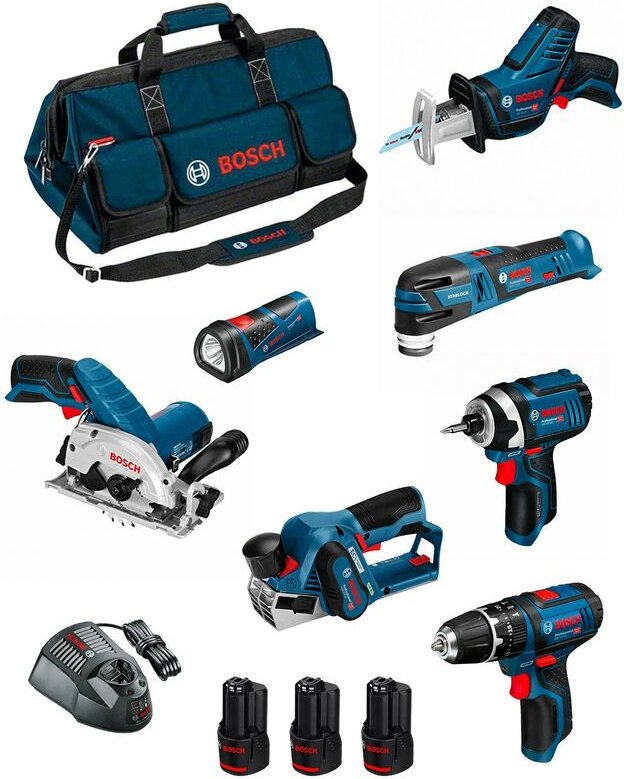 Kit BMKB7-28ED3 (gsb 12V-15+GDR 12V-105+GKS 12V-26+GOP 12V-28+GSA 12V-14+GLI 12V-80+GHO 12V-20 +3x2,0Ah +GAL1230CV +hdba...