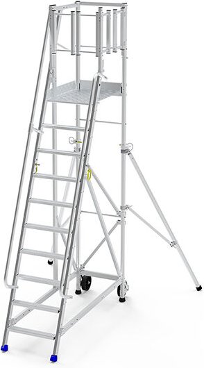 Stehleiter mit großem Podest - 10 Stufen - Bühnehöhe de 2.50m - ER10SL-PD